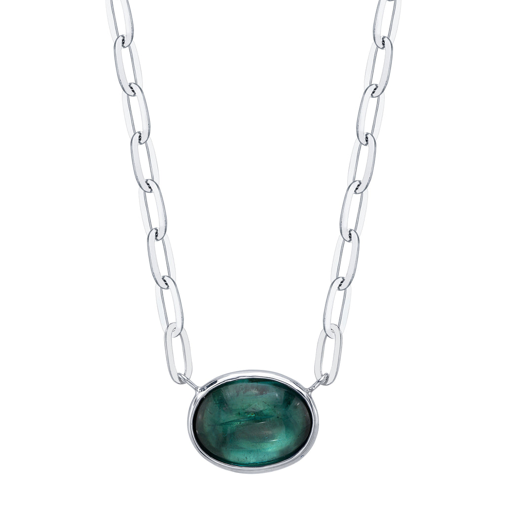 Teal Tourmaline Cabochon Pendant