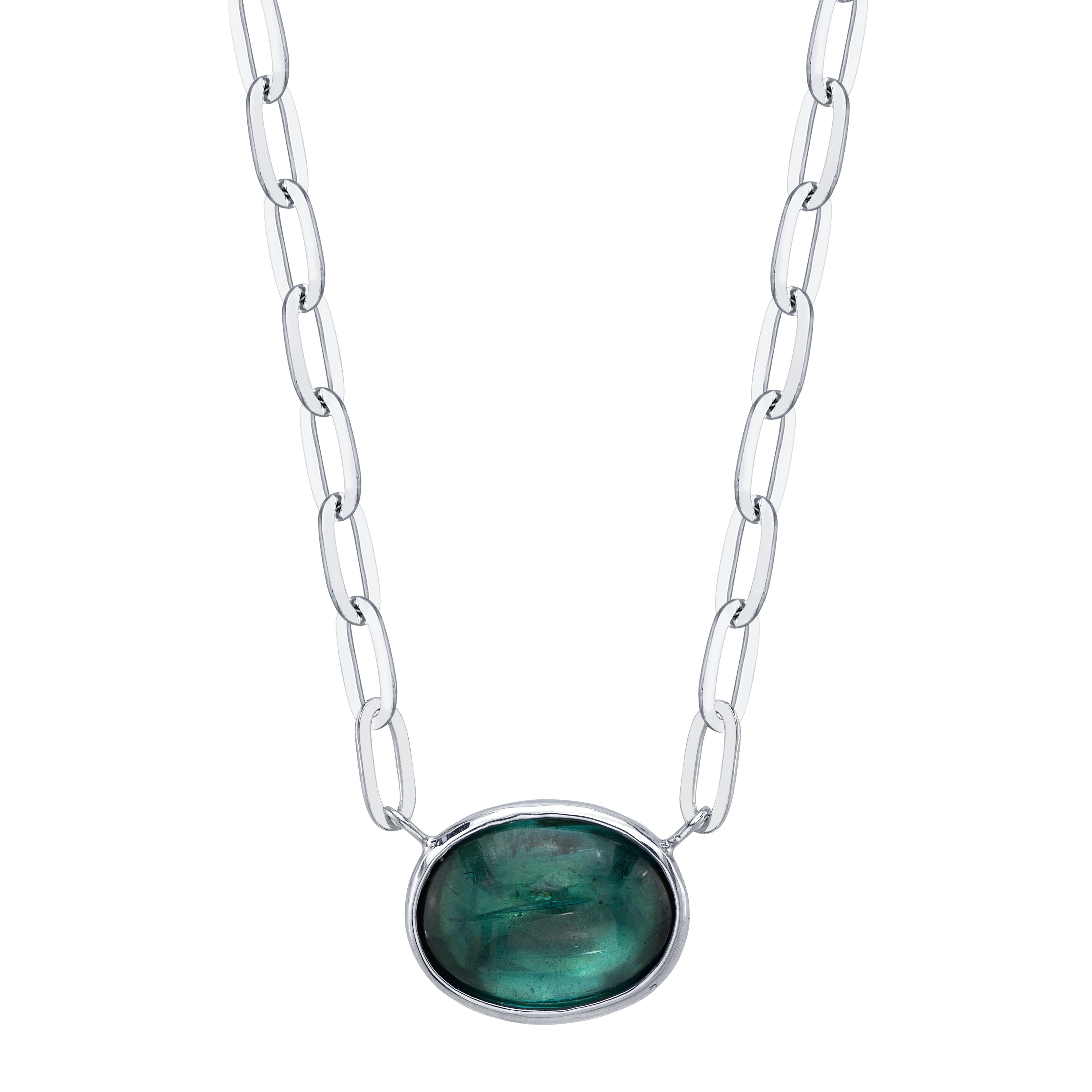 Teal Tourmaline Cabochon Pendant