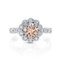 Modern Antique Floral Pink Lab Diamond Ring