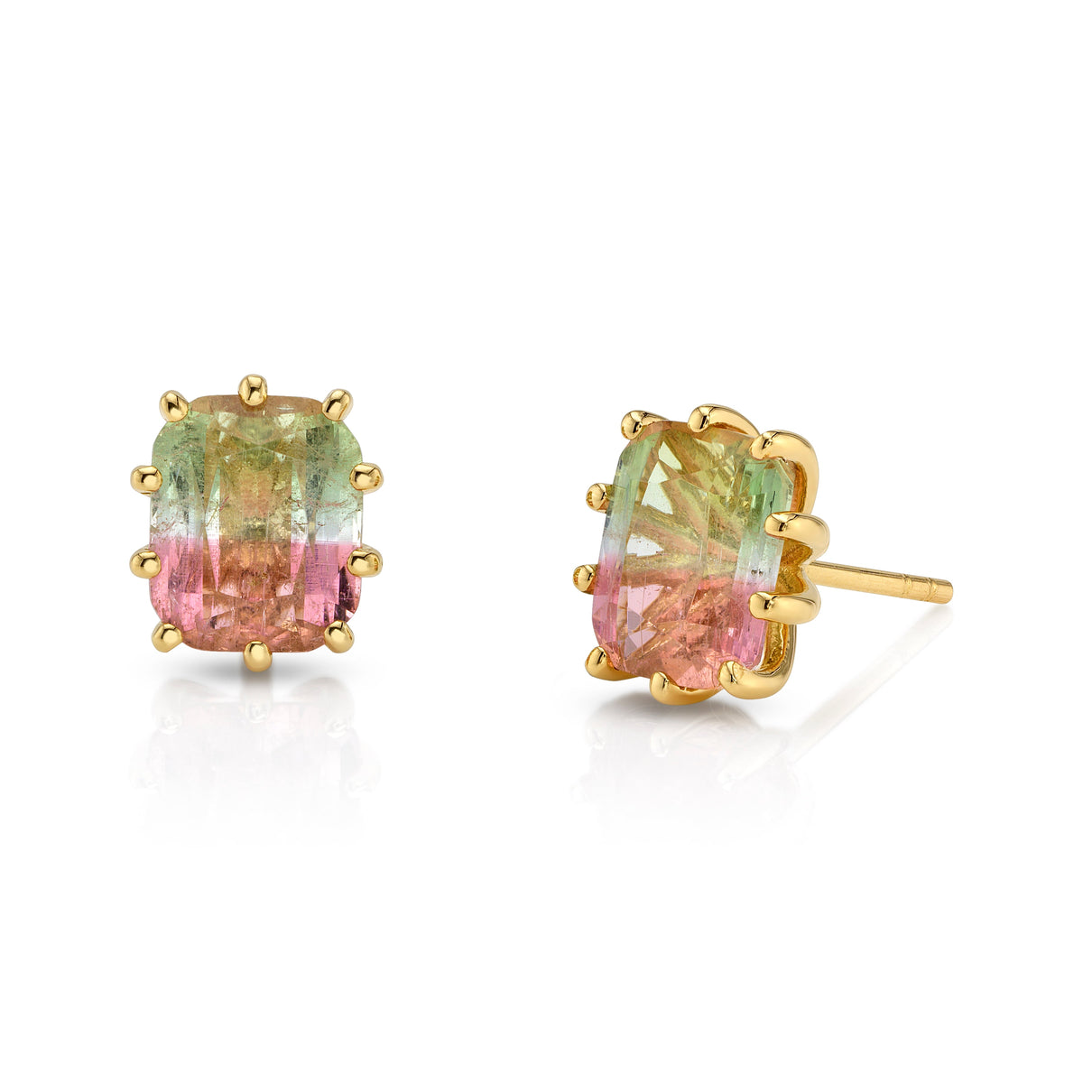 Watermelon Tourmaline Studs