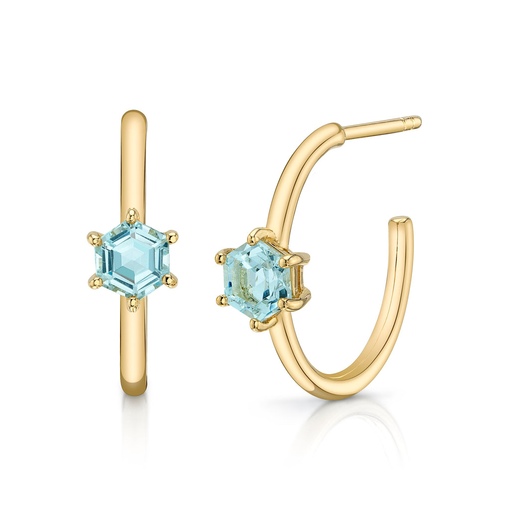 Aquamarine Hexagon Hoops