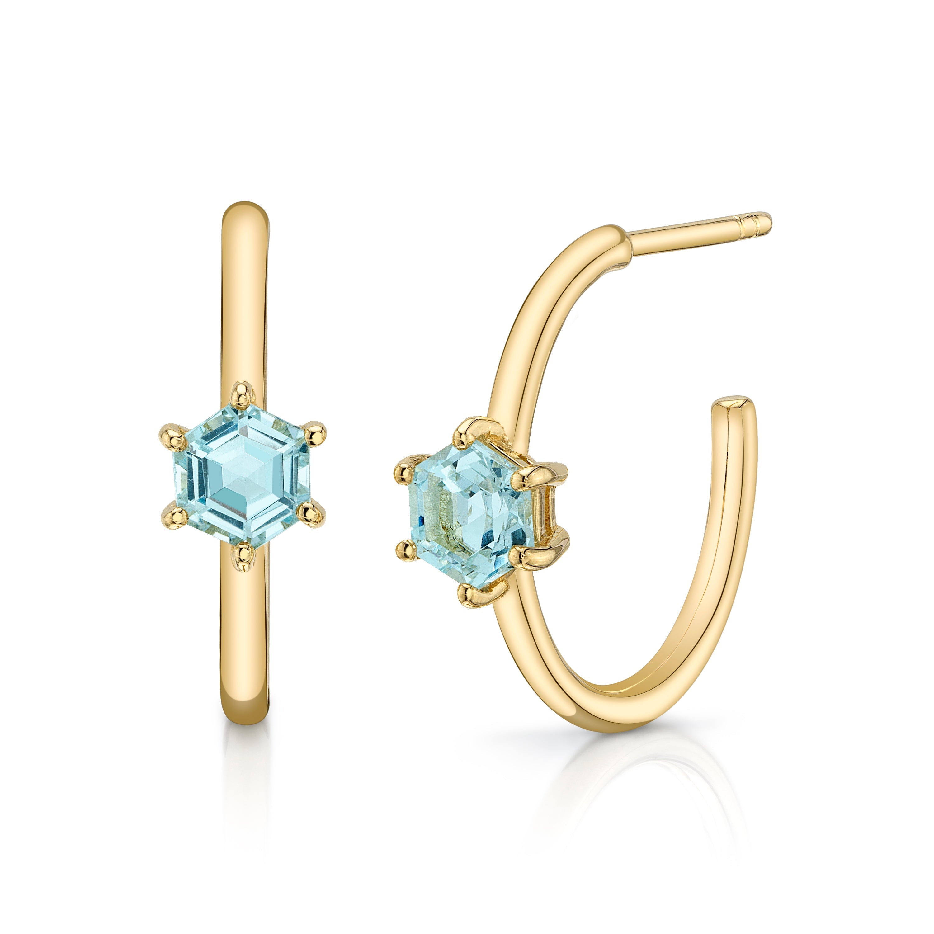 Aquamarine Hexagon Hoops