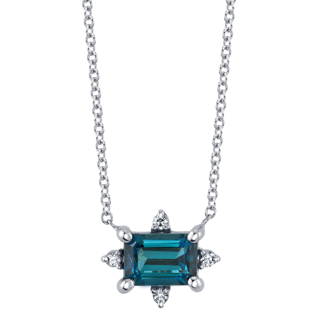 Teal Tourmaline & Diamond Pendant