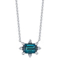 Teal Tourmaline & Diamond Pendant