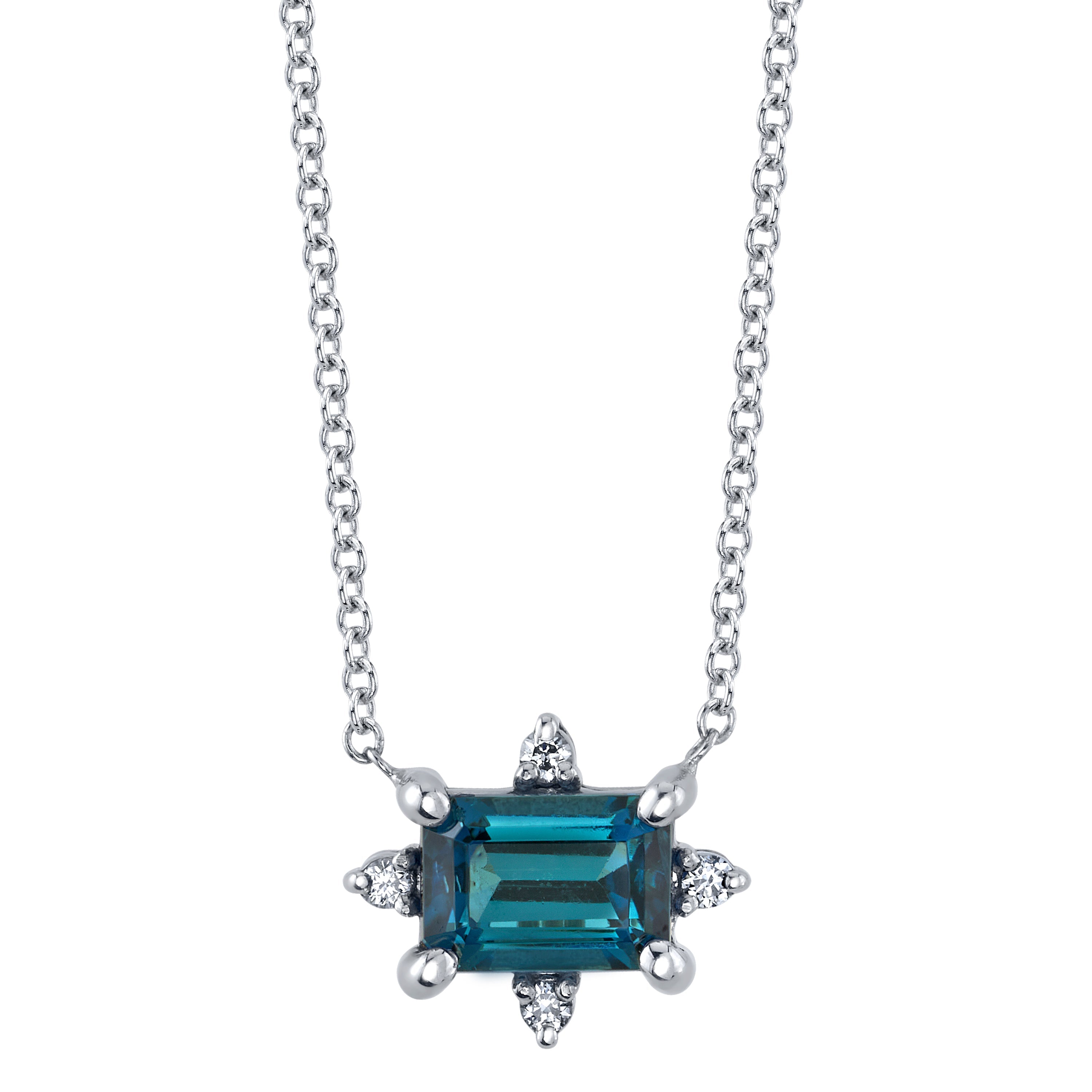 Teal Tourmaline & Diamond Pendant