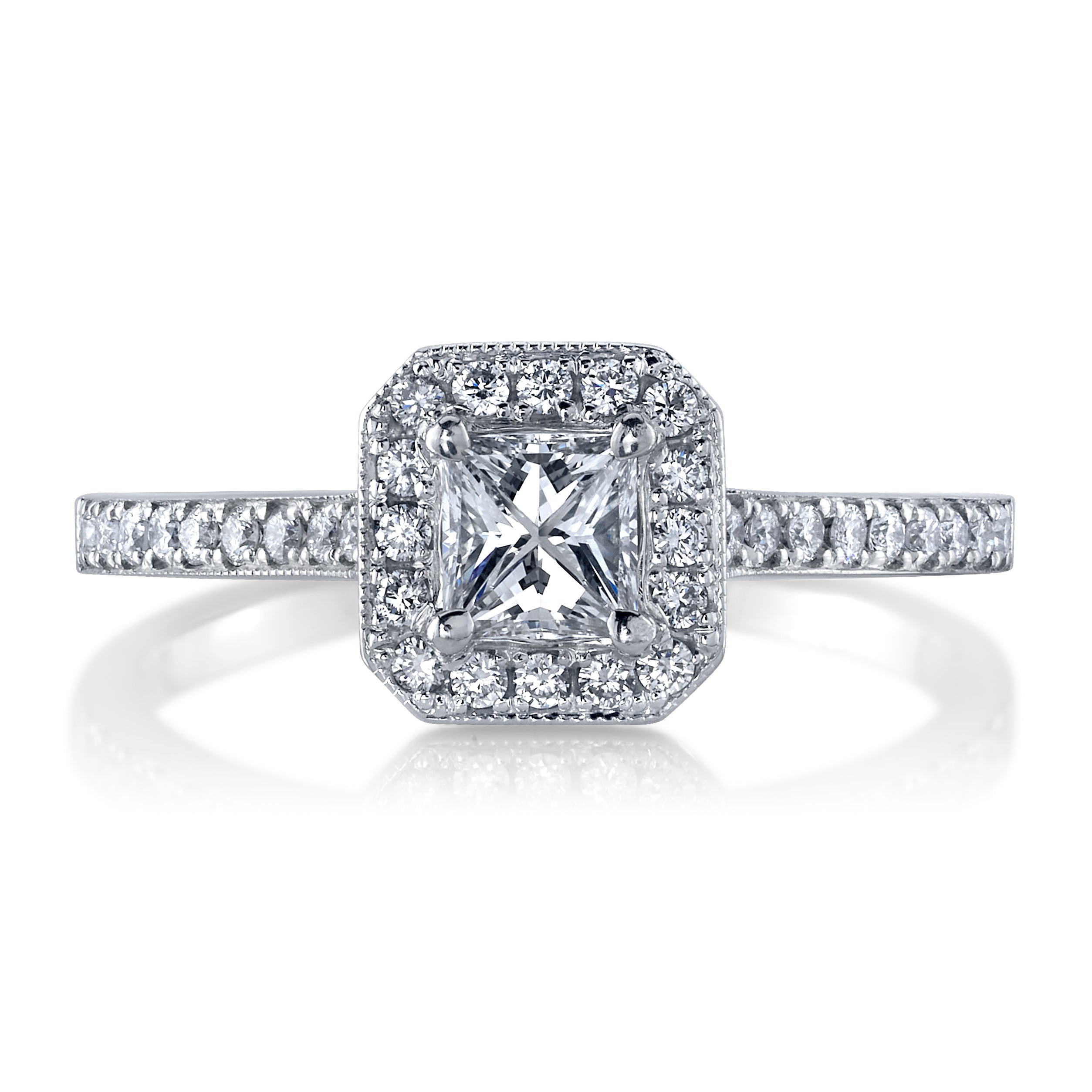 Natural Princess Cut Diamond Halo Ring