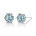 Aquamarine Hexagon Beaded Halo Studs