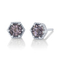 Grey Spinel Hexagon Beaded Halo Studs