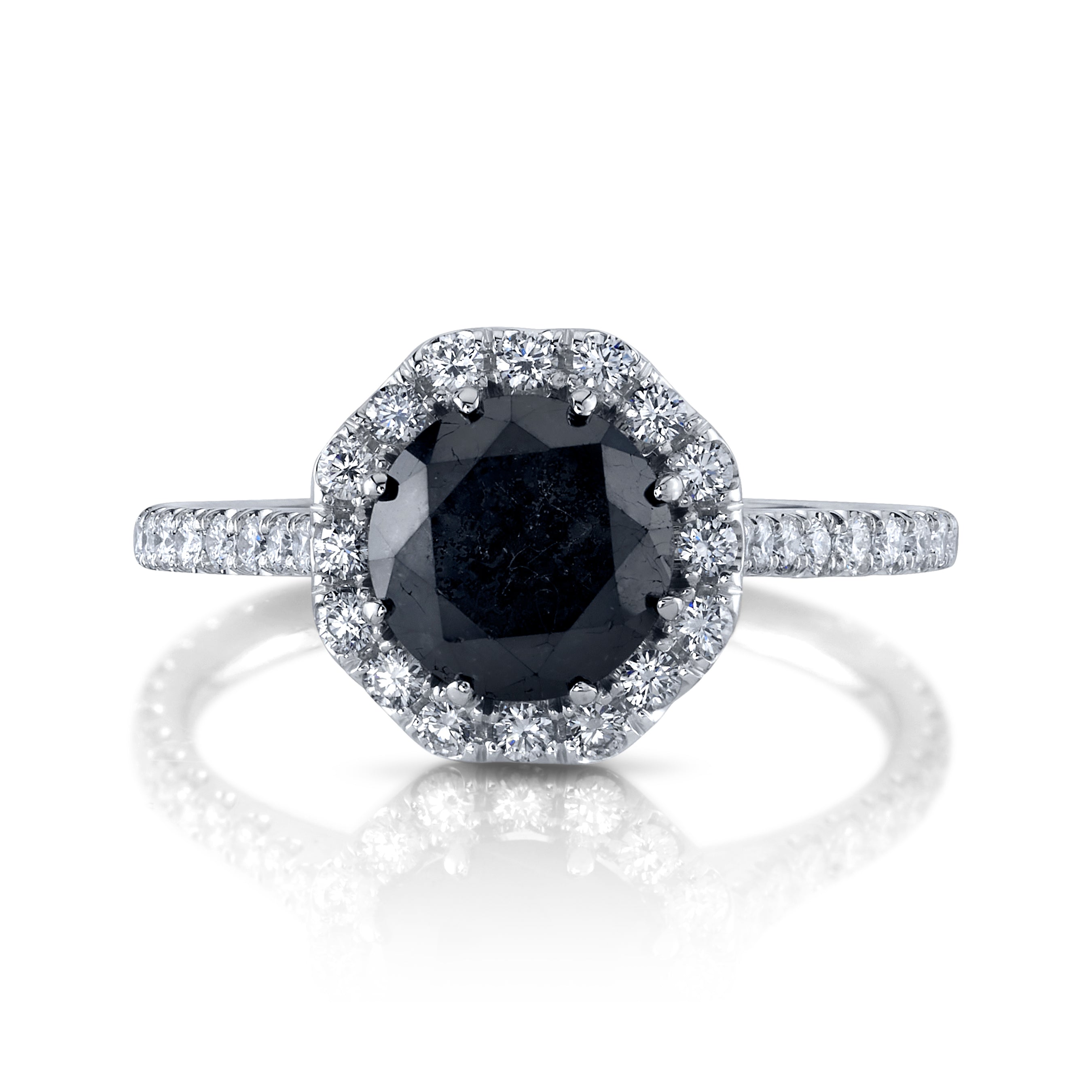 Black Diamond Halo Ring