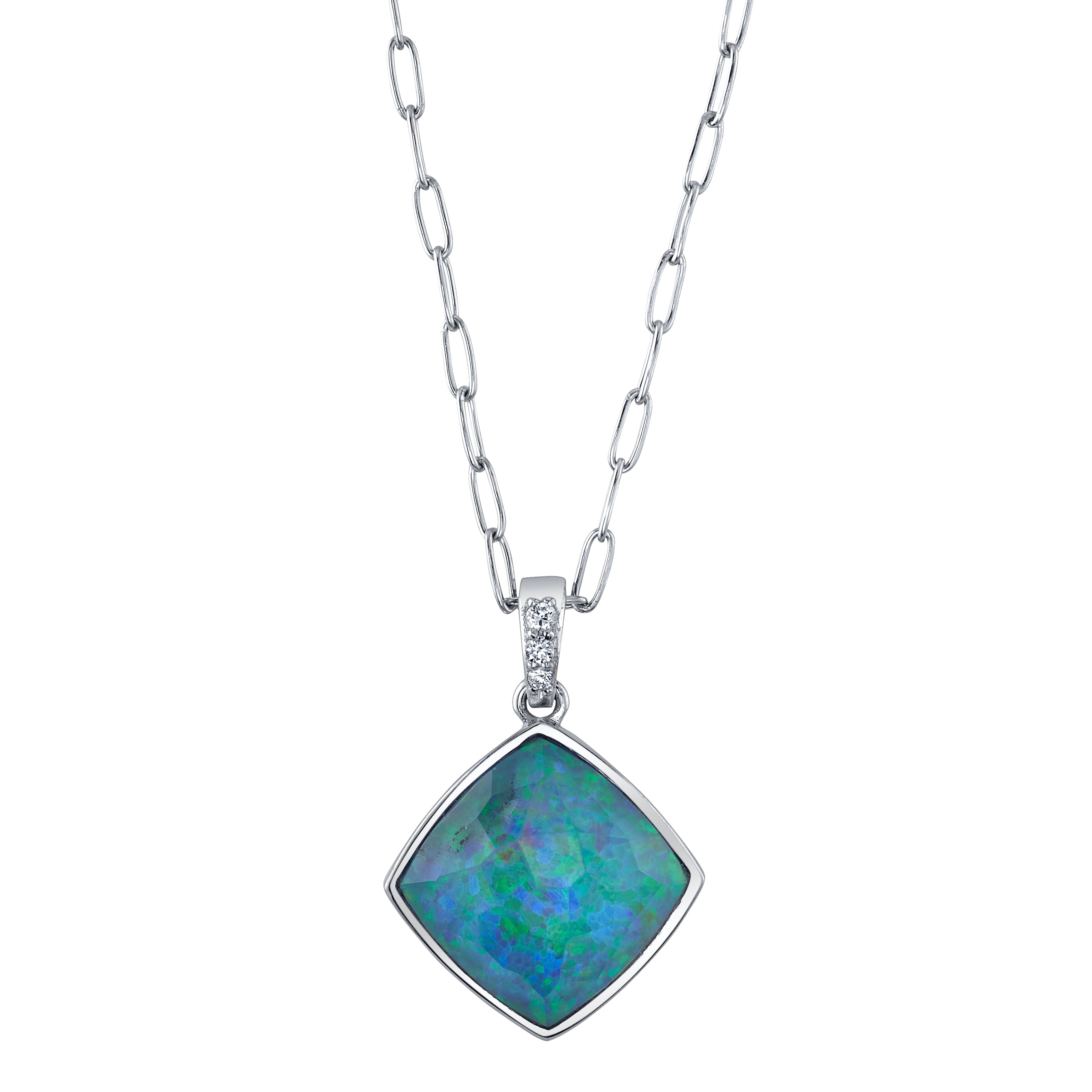 Opal & Blue Topaz Cushion Pendant