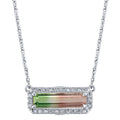 Watermelon Tourmaline & Diamond Bar Pendant