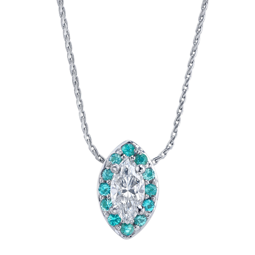 Marquise Diamond & Paraiba Tourmaline Pendant