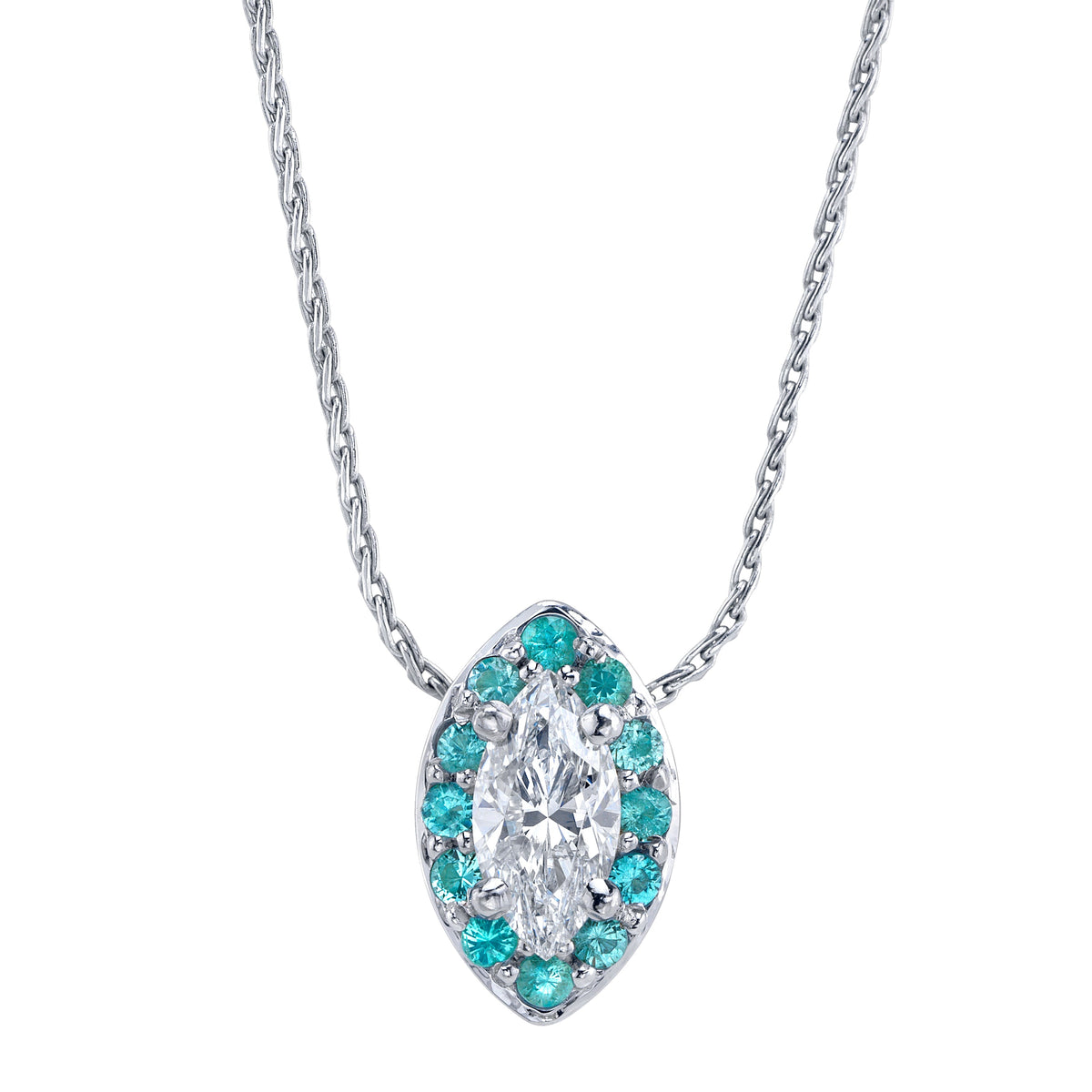Marquise Diamond & Paraiba Tourmaline Pendant