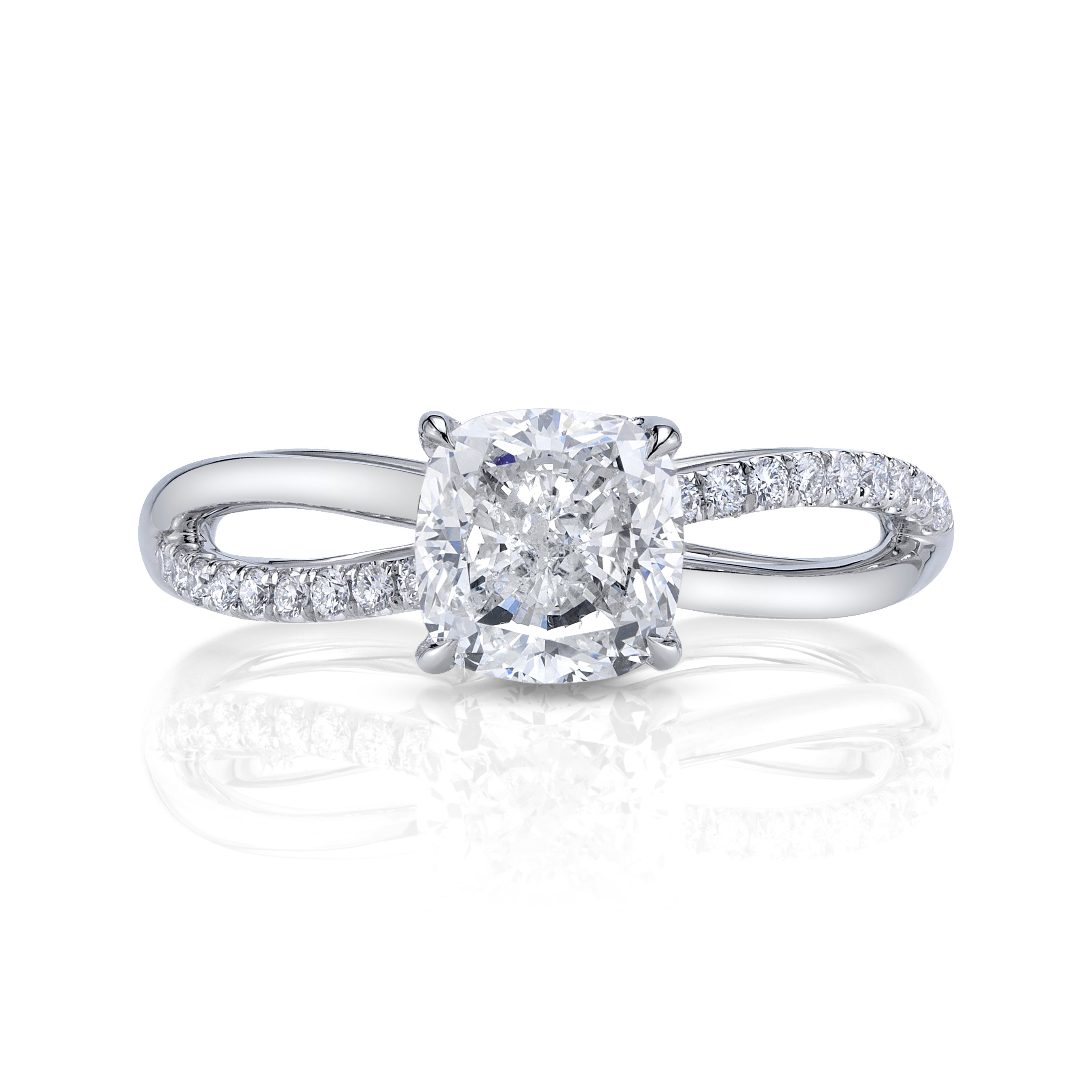 Natural Cushion Diamond Solitaire Infinity Ring