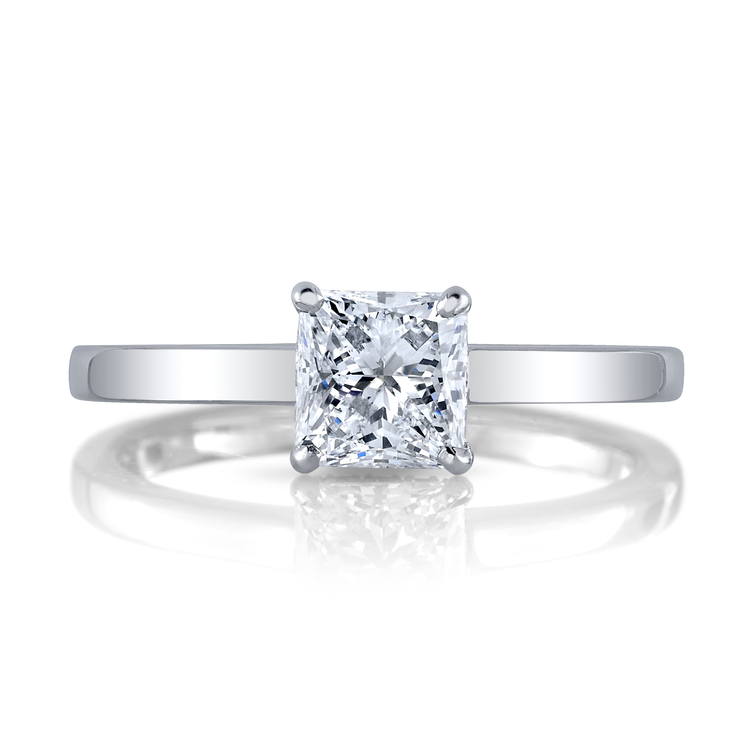 Natural Princess Cut Diamond Solitaire Ring