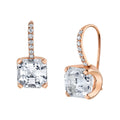 White Asscher Topaz & Diamond Drop Earrings
