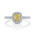 Natural Yellow Cushion Cut Diamond Halo Ring