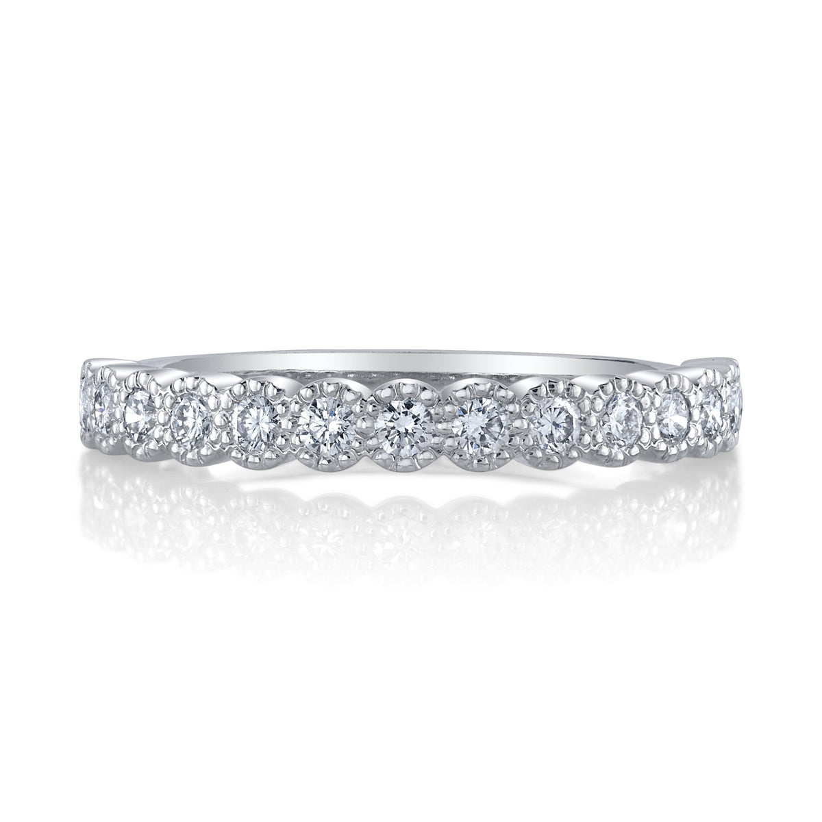 Beaded and Bezeled Natural Diamond Band