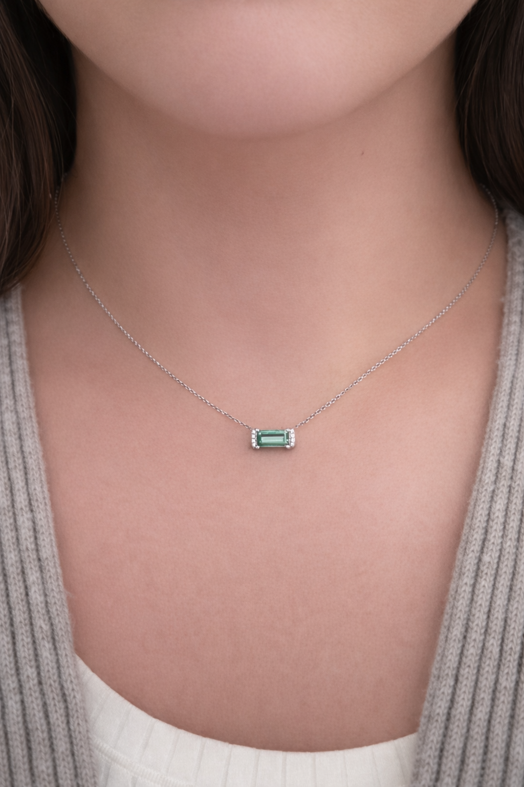 Green Tourmaline Bar Pendant