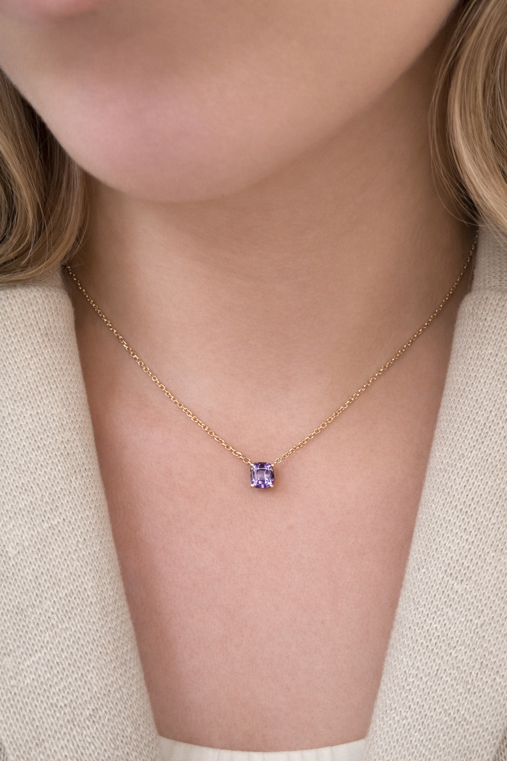Purple Tanzanite Cushion Pendant