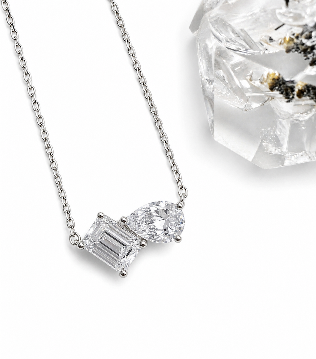 LAB Two Stone Diamond Pendant