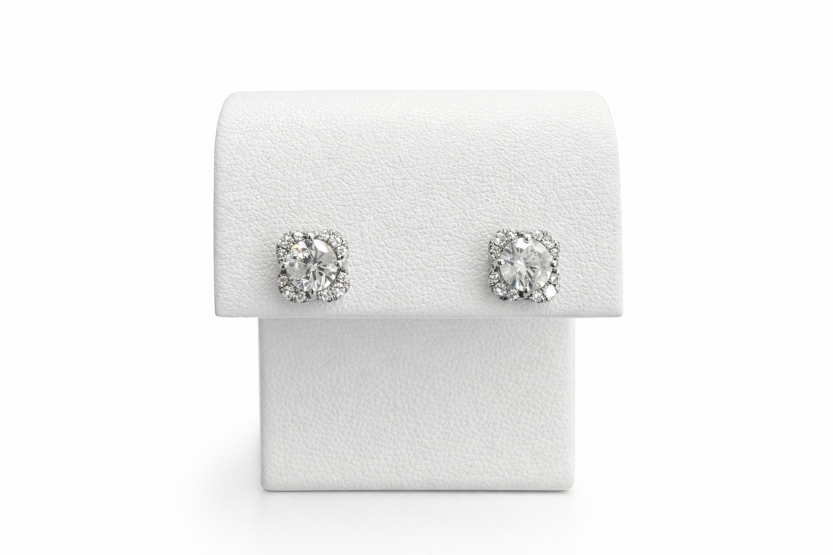 Diamond Halo Clover Studs