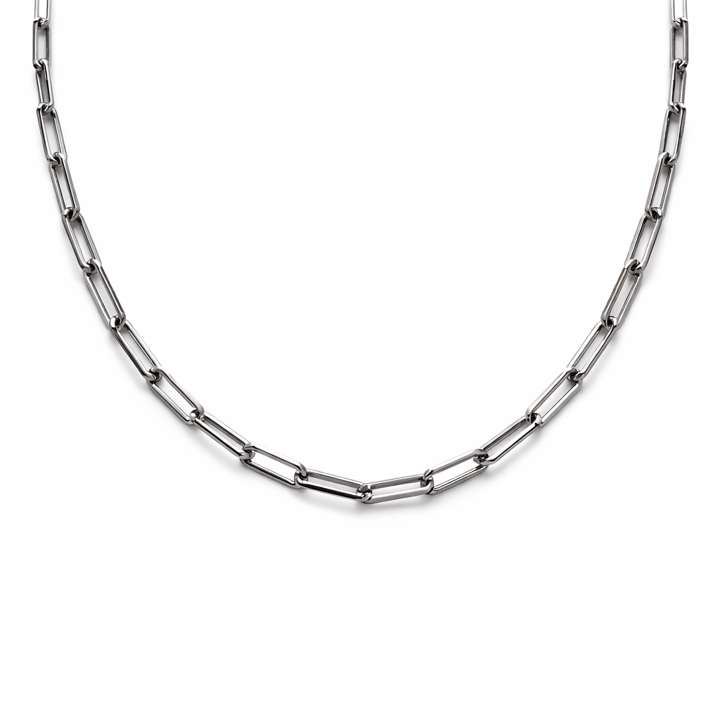 Large White Gold Paperclip Chain