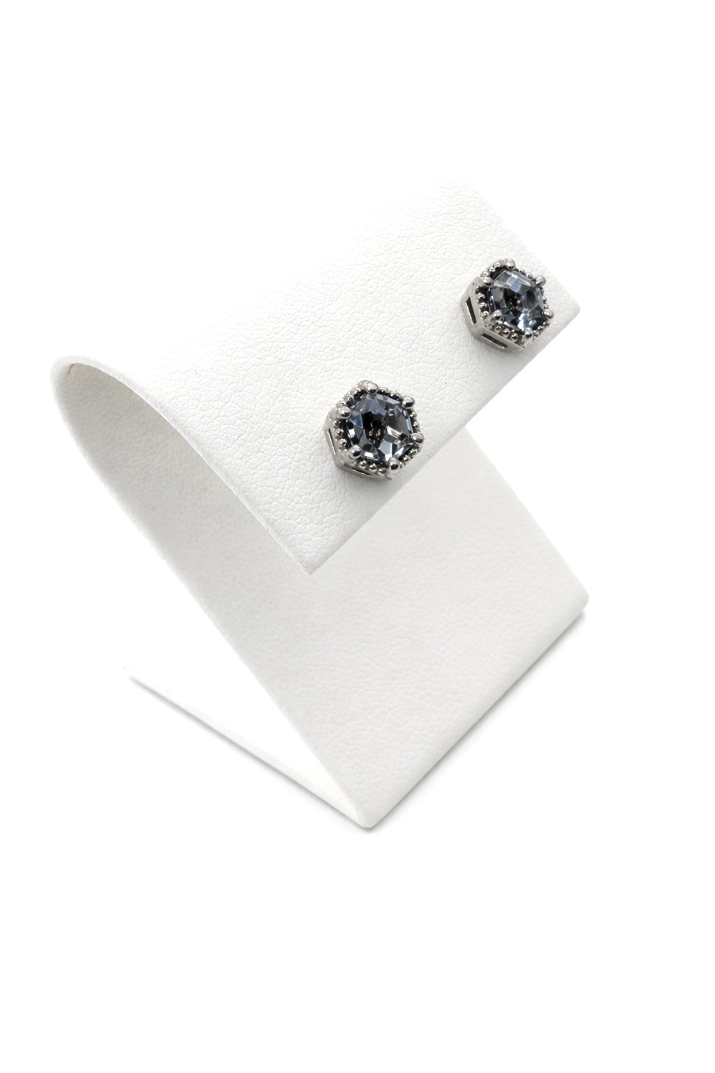 Grey Spinel Hexagon Beaded Halo Studs
