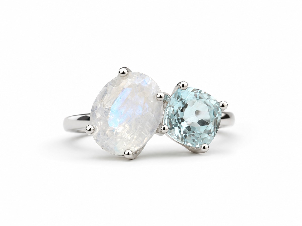 Moonstone & Aquamarine Ring