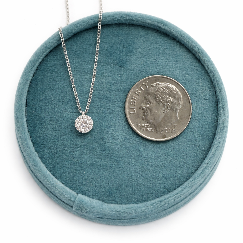 Petite Diamond Halo Pendant