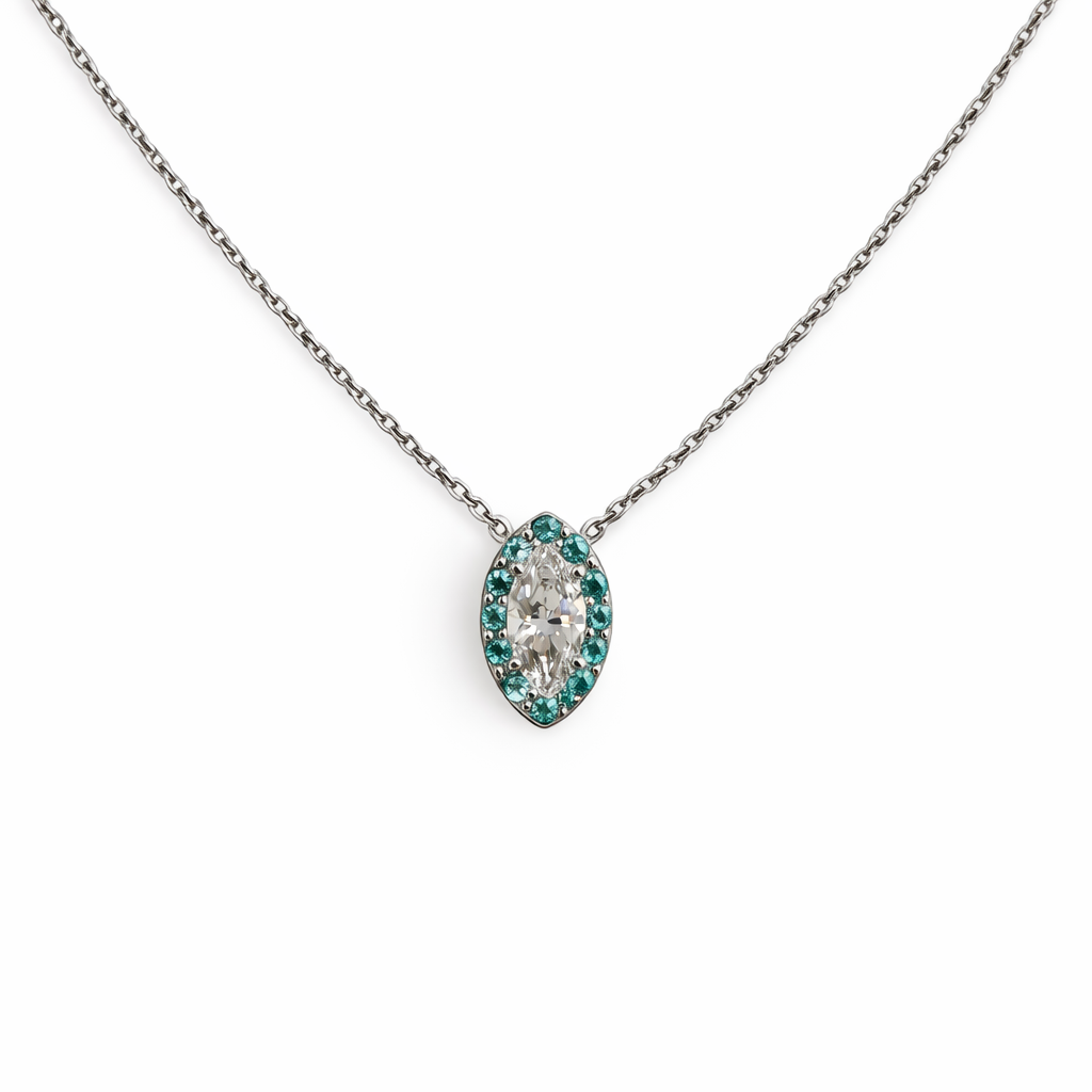 Marquise Diamond & Paraiba Tourmaline Pendant