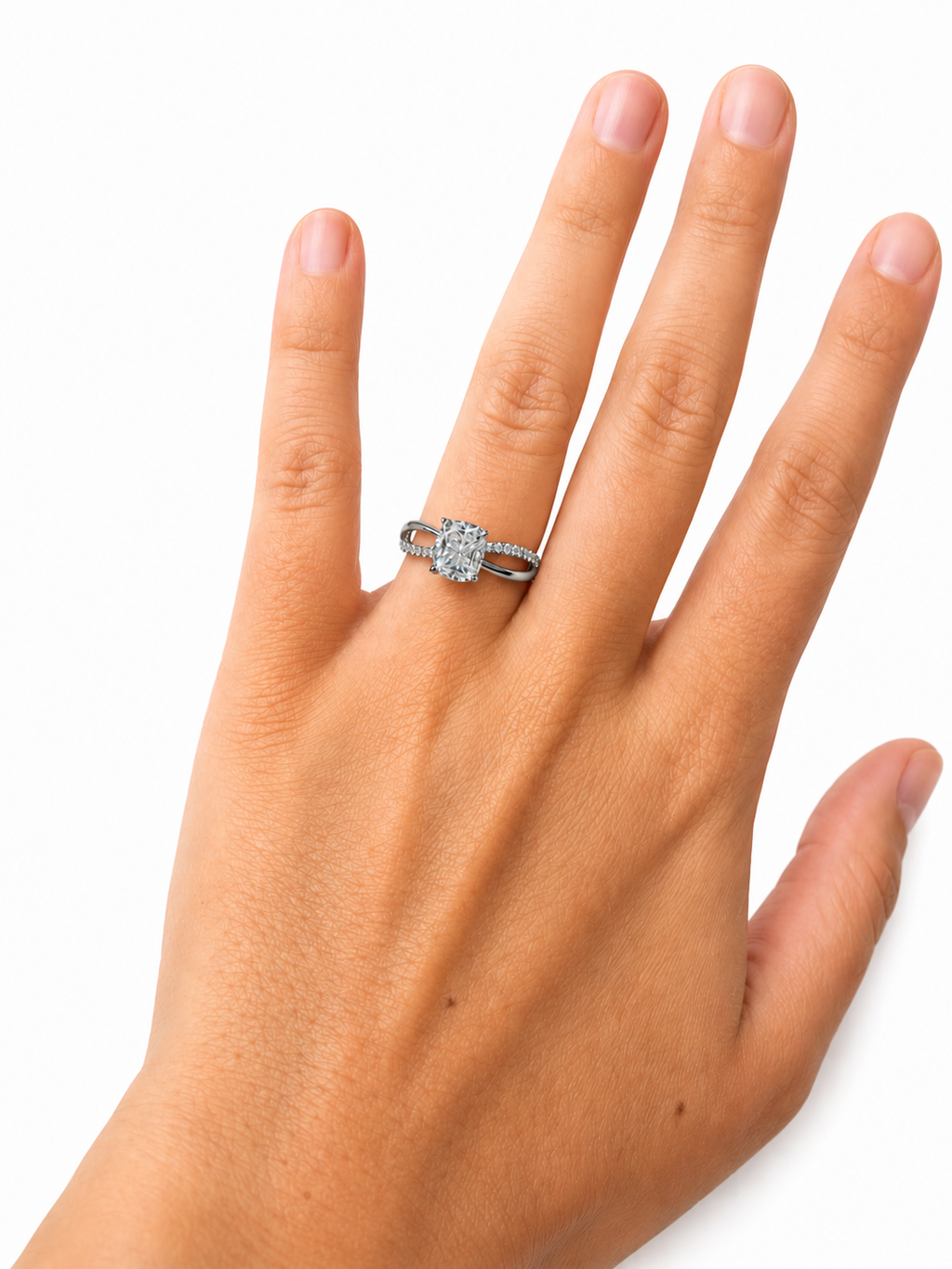 Natural Cushion Diamond Solitaire Infinity Ring