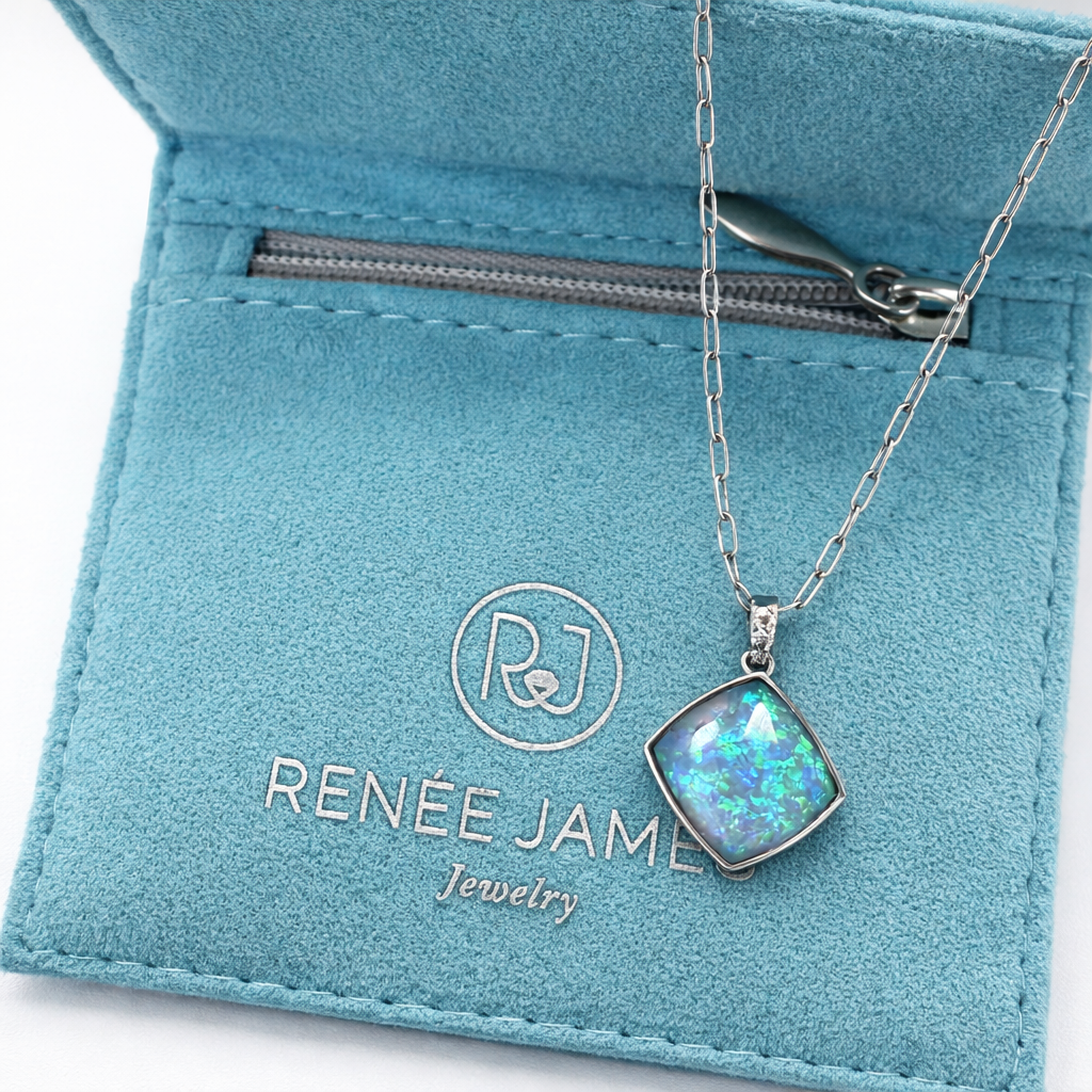 Opal & Blue Topaz Cushion Pendant