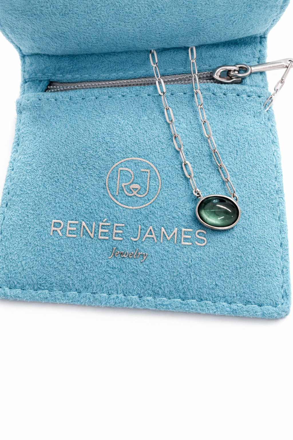 Teal Tourmaline Cabochon Pendant