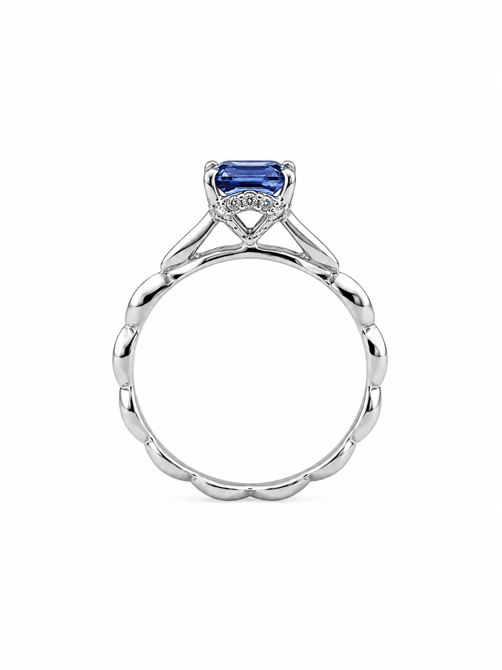 Blue Emerald Cut Sapphire Ring