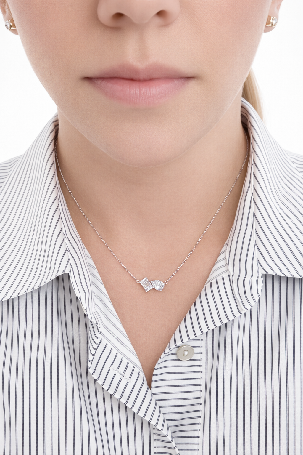 LAB Two Stone Diamond Pendant