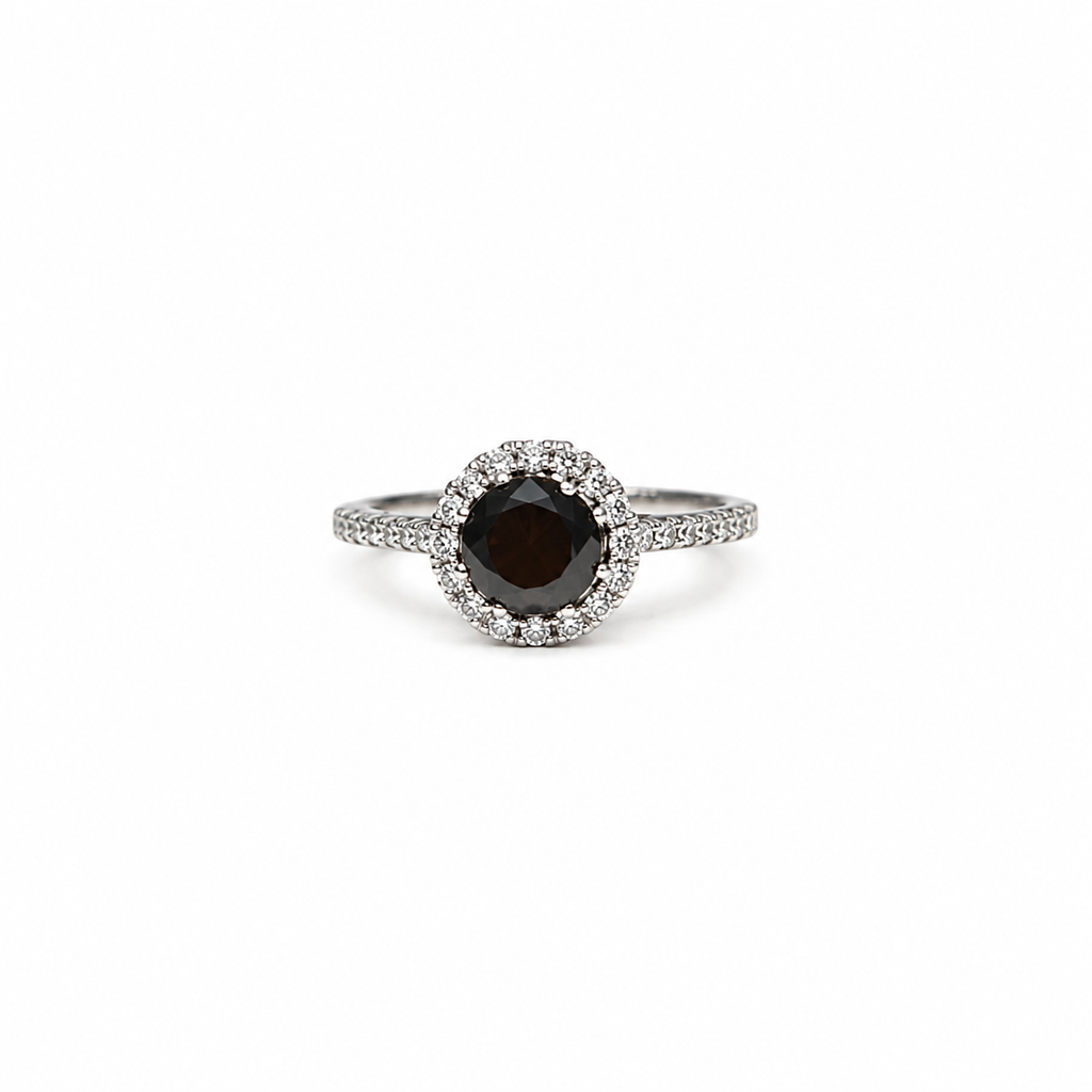 Black Diamond Halo Ring