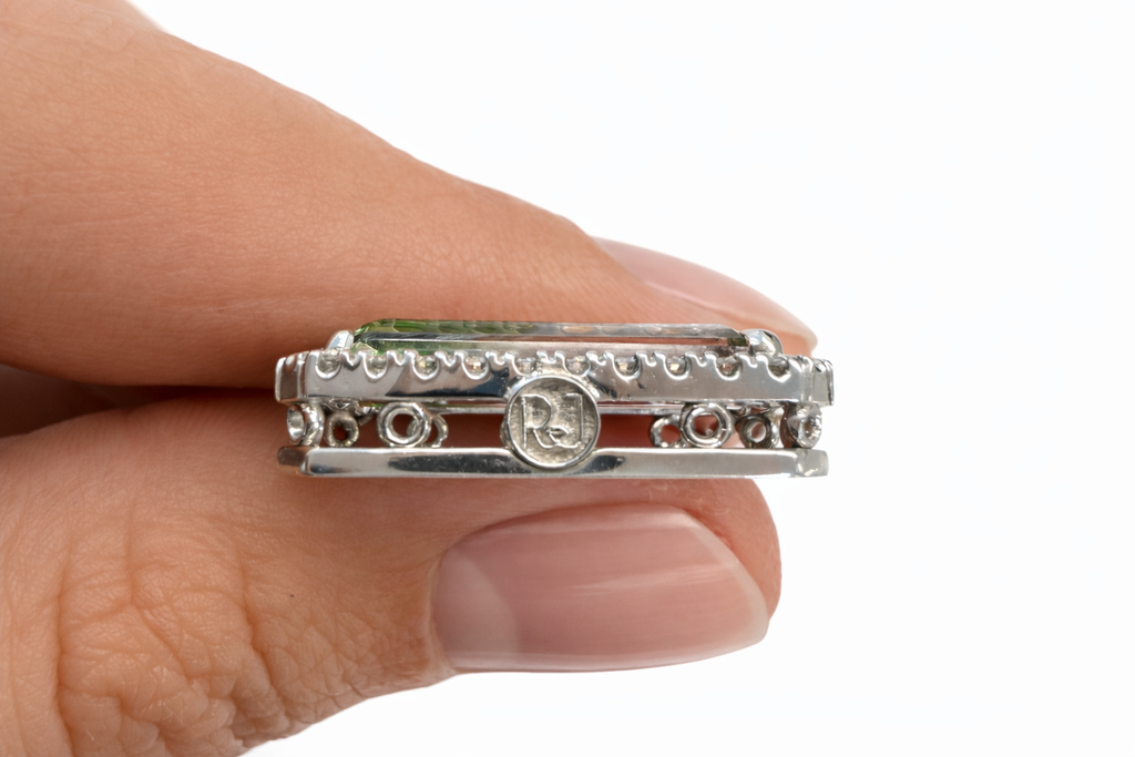 Watermelon Tourmaline & Diamond Bar Pendant