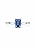 Blue Emerald Cut Sapphire Ring